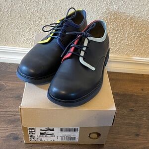 Camper Blue Dress Shoes with Multicolor Accents